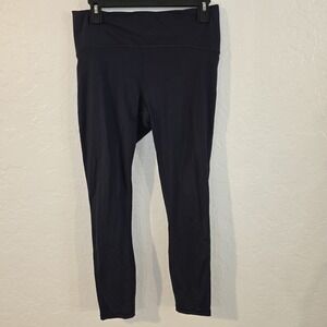 Navy Blue Crz Yoga Leggings Size Large (12) Women's zipper pocket mesh 30x25